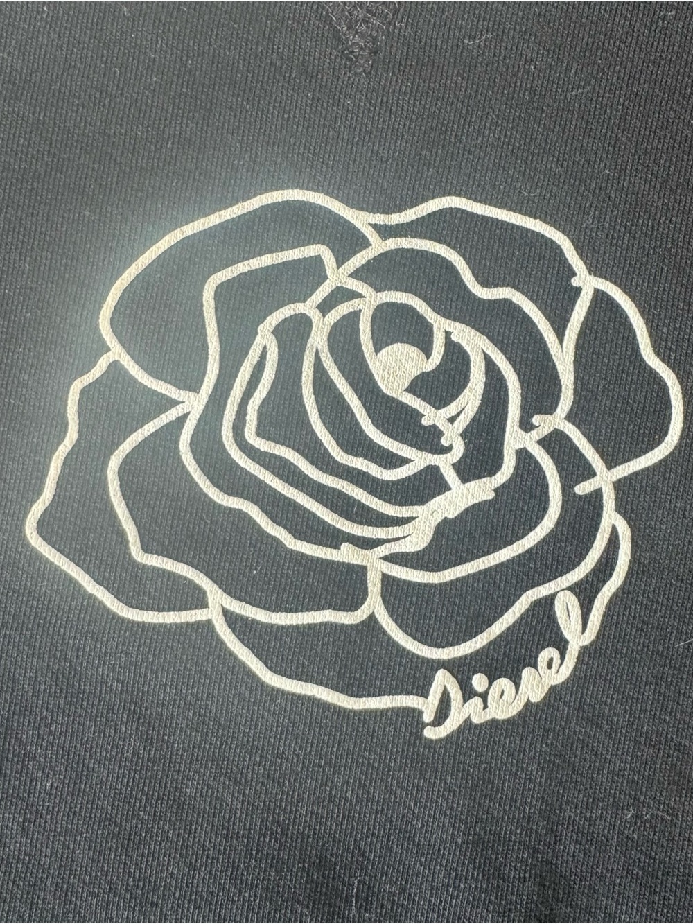Diesel F-Gertrude-Z Black Rose Embroidered Oversized Sweatshirt 100% Cotton - Picture 3 of 10